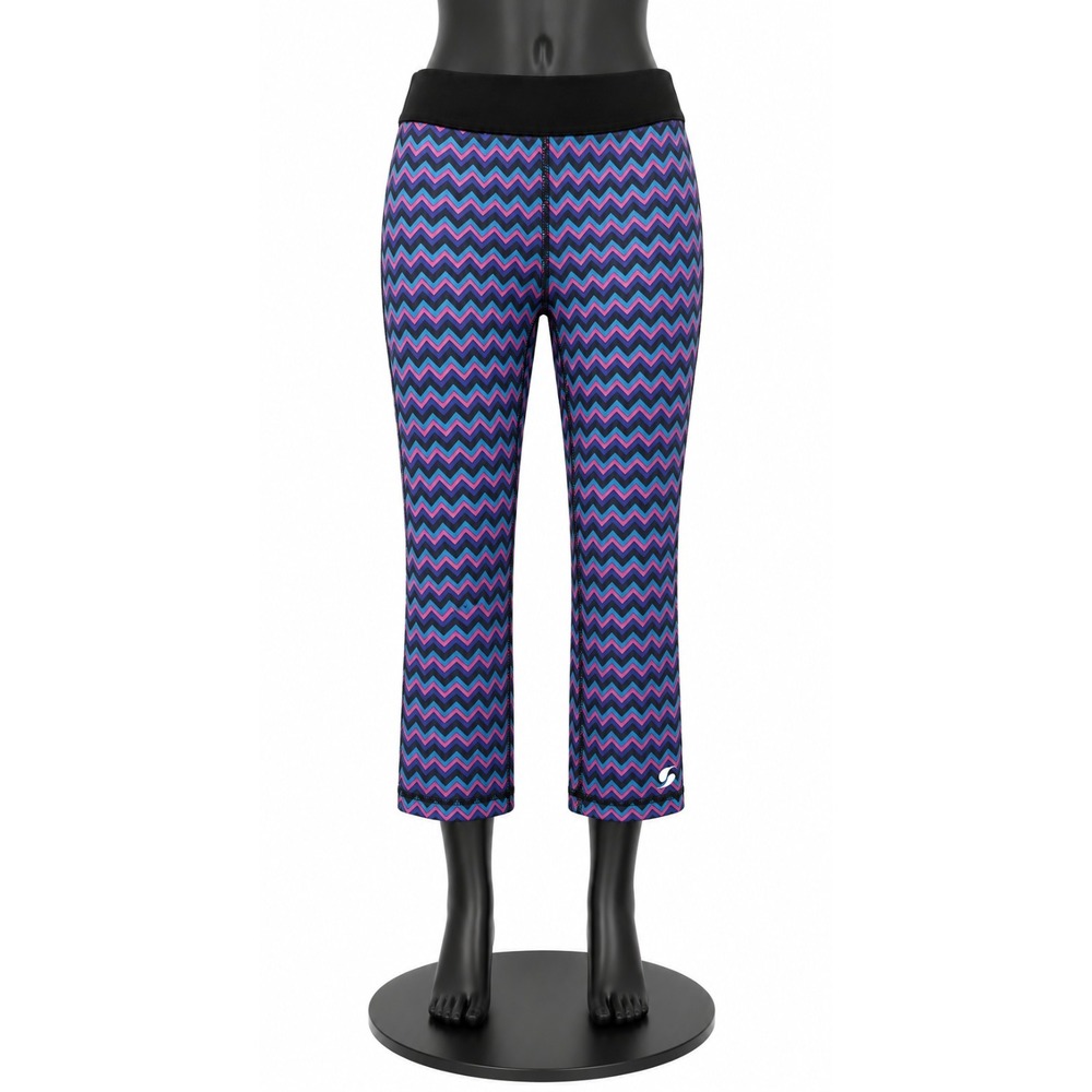 Soffe Dri Womens Athletic Low Rise Capri Leggings Small Multicolor Chevron Print